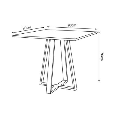 Conjunto De Jantar Mesa Mônaco 90cm Tampo Preto Com 4 Cadeiras Estofadas Preto