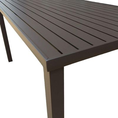 Mesa Tampo Ripado Retangular 1.40x0.80m Alumínio Marrom