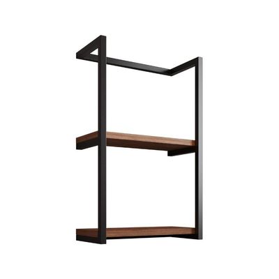 Toalheiro Para Banheiro Estilo Industrial Sahy Preto E Prateleira Imbuia Preto