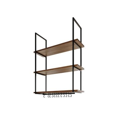 Nicho De Parede Londres 80 Cm Preto E Imbuia Marrom