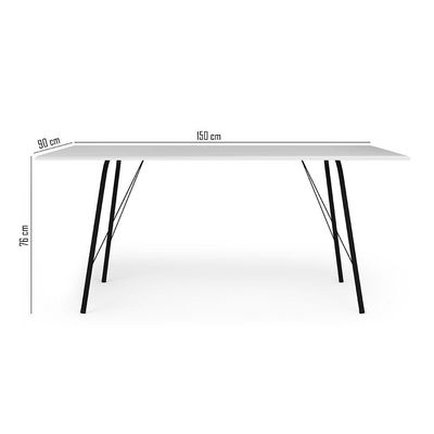 Mesa Sala De Jantar Paraty Preto 150x90cm Tampo Branco