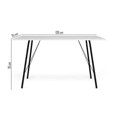 Mesa Sala De Jantar Paraty Preto 120x75cm Tampo Branco
