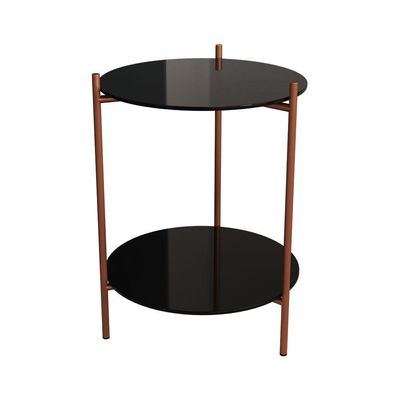 Mesa Lateral Industrial Premium Marbella Cobre Com Preto
