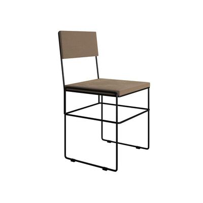 Mesa Jantar Retangular Industrial Trama 1,50x0,90m Amêndoa 6 Cadeiras Estofadas Bege E Preto Vitória Marrom