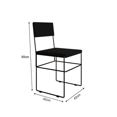 Mesa Jantar Industrial Trama 1,40x0,80m Preta Com 4 Cadeiras Estofadas Vitória Preta Marrom
