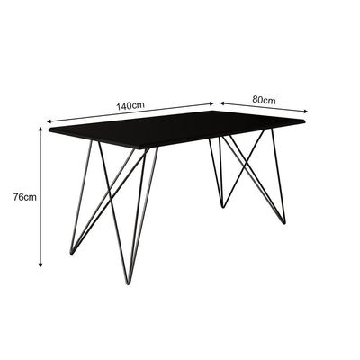 Mesa Jantar Industrial Trama 1,40x0,80m Preta Com 4 Cadeiras Estofadas Vitória Preta Marrom