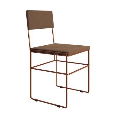 Mesa Jantar Industrial Trama 1,40x0,80m Amêndoa Com 4 Cadeiras Estofadas Vitória Marrom E Cobre Marrom