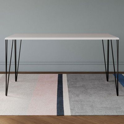 Mesa Elen Tampo Retangular 140x80cm De Madeira Branco