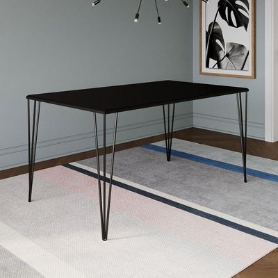 Mesa De Jantar Elen Retangular Tampo De Madeira 140x80cm Preto