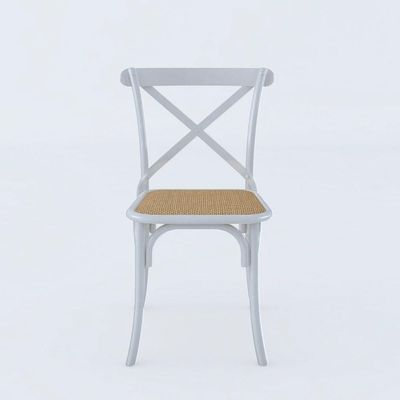 Kit 10 Cadeiras Jantar Cross Katrina X Branca Assento Bege Aço Branco