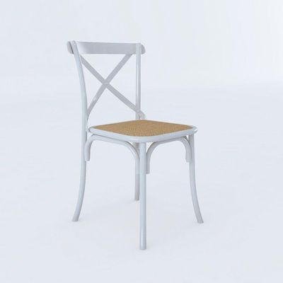 Kit 10 Cadeiras Jantar Cross Katrina X Branca Assento Bege Aço Branco