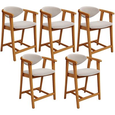 Kit 05 Banquetas Baixa Para Cozinha Sala Jantar Bancada Cecília L02 Bouclê Creme - Lyam Decor