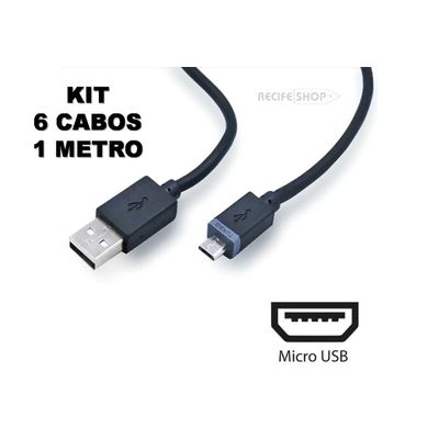 Kit 6 Cabos USB V8 Alta Velocidade Segurança Carregamento