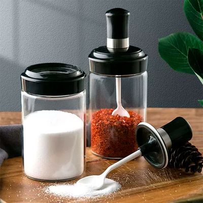 Pote Para Condimentos e Temperos em Vidro 240ml Com Colher Tampa Plástica