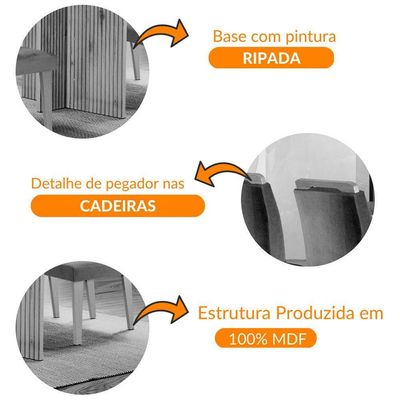 Sala De Jantar Mesa + 4 Cadeiras Creme Off White E Imbuia