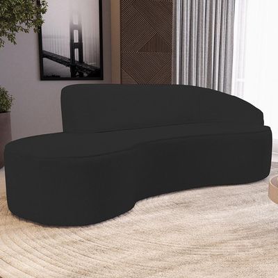 Sofá 3 Lugares Curvo Sala de Estar Living Firenze Direito D02 Corano Preto 210 cm C-05 - Lyam