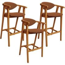 Kit 03 Banquetas Alta Cozinha Bancada Bar Sala de Jantar Fixa Cecília L02 Bouclê Terracota - Lyam