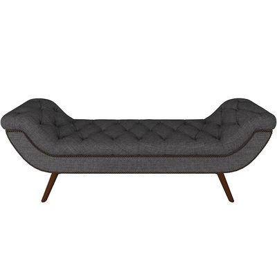 Kit Cabeceira Cama Box Casal 160 cm Madrid com Puff Recamier Santorini Linho Chumbo - Lyam Decor