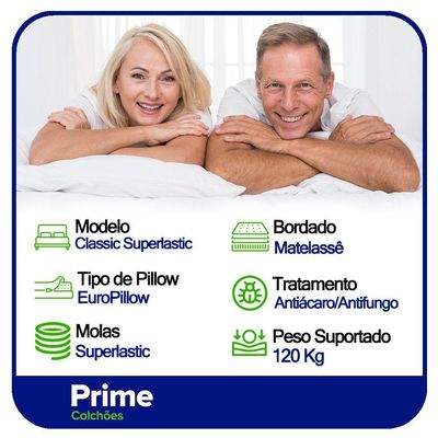 Cama Box Casal + Colchão De Molas Prime Colchões Classic Superlastic 138x188x64 Preto