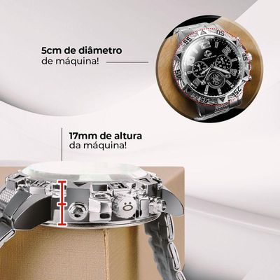 Relogio Masculino Aço Inox Prova Dagua + Cordão Crucifixo Religioso Original Pesado Mostrador Preto