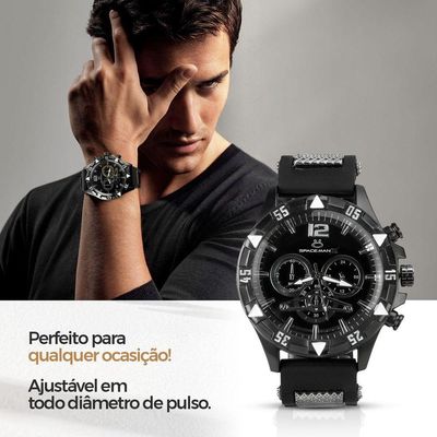 Relogio Masculino Aço Inox + Pulseira + Relogio Masculino Preto + Cordão Prata Grumet Ajustavel