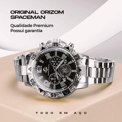 Relogio Masculino Aço Inox Prova Dagua + Cordão Crucifixo Religioso Original Pesado Mostrador Preto