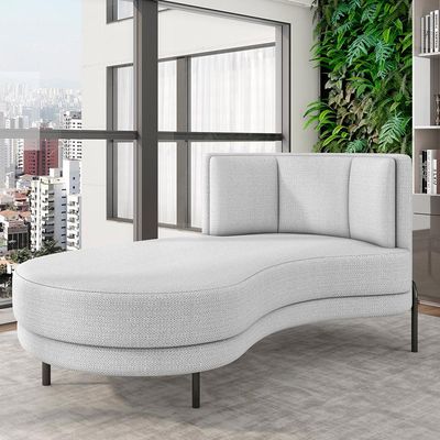 Sofá Chaise Longue Sala de Estar Living Lucca Esquerdo D02 Linho Cinza D-315 - Lyam Decor