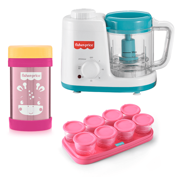 Combo Baby - Processador de Alimentos  220V com Pote Térmico e Potes para Congelar Papinha  Rosa - BB1091K BB1091K