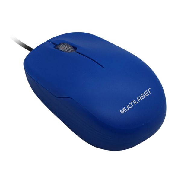 Mouse Com Fio Mid 1200dpi Conexão USB Cabo de 120cm 3 Botões Textura Fosca Azul - MO293 MO293