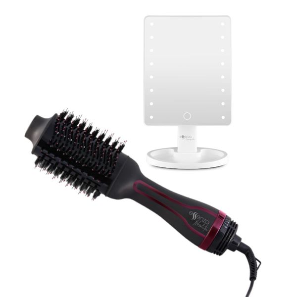Combo Beleza - Espelho de Mesa Touch com Led e Escova Secadora Oval 127V 1200W Com Revestimento Cerâmico - EB062K EB062K Combo Beleza - Espelho de Mesa Touch com Led e Escova Secadora Oval 127V 1200W Com Revestimento Cerâmico - EB062K EB062K