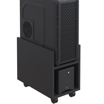 Kit 03 Suportes Para Cpu E Nobreak Com Rodízios Guide L03 Preto - Lyam Decor