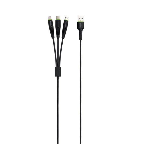 Cabo para Smartphone 3 em 1 Type C + IPhone + Micro USB 2A 1,4M Preto Multilaser - WI382 WI382 Cabo para Smartphone 3 em 1 Type C + IPhone + Micro USB 2A 1,4M Preto Multilaser - WI382 WI382