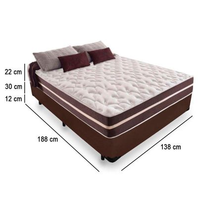 Cama Box Casal + Colchão De Molas Prime Colchões Classic Superlastic 138x188x64 Marrom