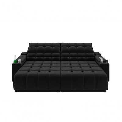 Sofá Connect Premium 2,30m Assento Retrátil-reclinável Com Porta Copos E Entrada Usb Suede Preto