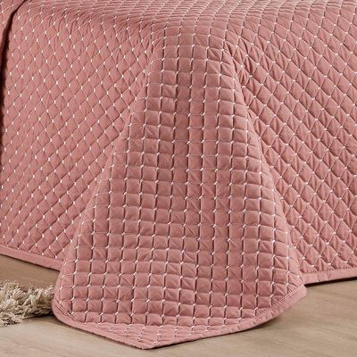 Kit Cobre Leito Colcha Vênus Queen Dupla Face Micropercal 200 Fios Liso 3 Peças - Rosê