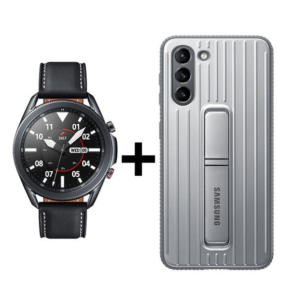 Kit Galaxy Watch3 (45mm LTE) - Preto E Capa protetora Galaxy S21 Ultra Protective Standing - Cinza Kit Kit Galaxy Watch3 (45mm LTE) - Preto E Capa protetora Galaxy S21 Ultra Protective Standing - Cinza Kit
