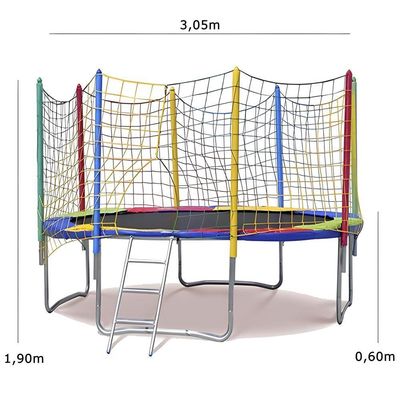 Trampolim Cama Elástica Pula Pula 3,05m 3m Grande Reforçada Colorida Playground