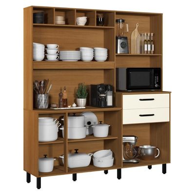 Armário De Cozinha Compacta 175cm Com 8 Portas E 2 Gavetas Cr20287 Nature/champanhe