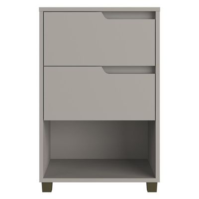 Mesa De Cabeceira 45cm Com 2 Gavetas Multimóveis Cr35244 Cinza