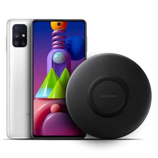 Kit Samsung Galaxy M51, 128GB + 6GB RAM Tela Infinita 6.7'' Branco E Carregador Rápido Sem Fio Slim Kit Kit Samsung Galaxy M51, 128GB + 6GB RAM Tela Infinita 6.7'' Branco E Carregador Rápido Sem Fio Slim Kit