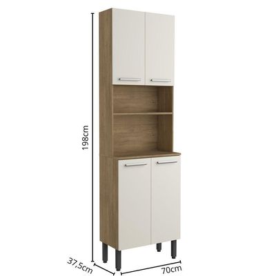 Cozinha Compacta 4 Portas 1 Prateleira Linha Samba Bertolini Branco Carvalho