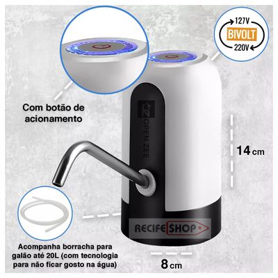 Bomba Elétrica Automática para Garrafão Cores Variadas