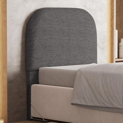 Cabeceira Cama Box 100cm Orgânica Lanna W01 Linho Cinza Escuro - Lyam Decor