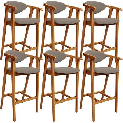 Kit 06 Banquetas Alta Para Cozinha Bancada Bar Sala de Jantar Fixa Cecília L02 Bouclê Bege - Lyam