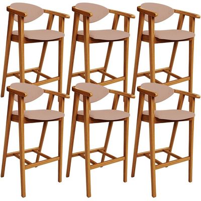 Kit 06 Banquetas Alta Para Cozinha Bancada Bar Sala de Jantar Fixa Cecília L02 Linho Rosê - Lyam