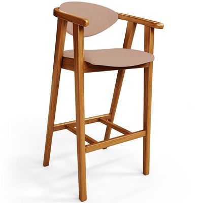 Kit 04 Banquetas Alta Para Cozinha Bancada Bar Sala de Jantar Fixa Cecília L02 Linho Rosê - Lyam