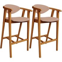 Kit 02 Banquetas Alta Para Cozinha Bancada Bar Sala de Jantar Fixa Cecília L02 Linho Rosê - Lyam