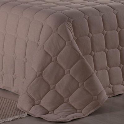 Kit Cobre Leito Colcha Livorno Queen Acolchoado Fofo Macio Malha 100% Algodão 3 Peças - Bege