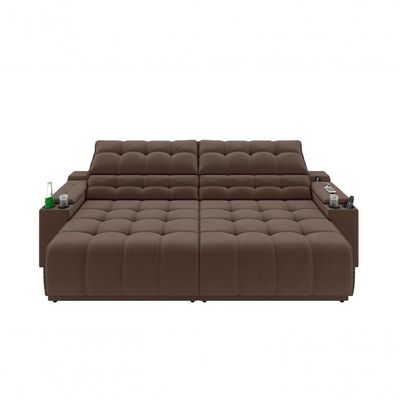 Sofá Connect Premium 2,30m Assento Retrátil-reclinável Com Porta Copos E Entrada Usb Suede Marrom
