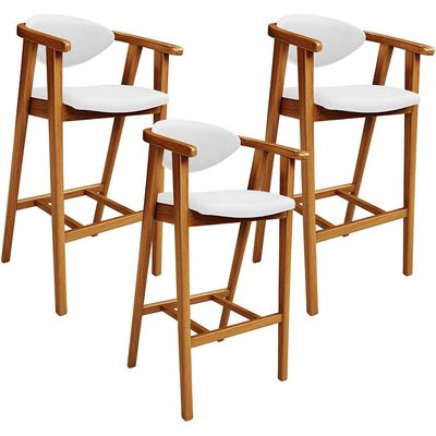 Kit 03 Banquetas Alta Para Cozinha Bancada Bar Sala de Jantar Fixa Cecília L02 Facto Branco - Lyam